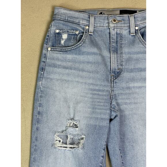 Silver Tab Levis Jeans Womens 28 Blue Mom Jean Distressed High Rise Tapered - Picture 3 of 15